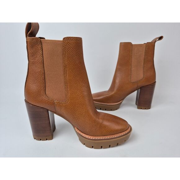 Tory Burch Women's Toasted Caramel Tan Leather Chelsea 70mm Lug Bootie Size 6 M - Picture 3 of 7
